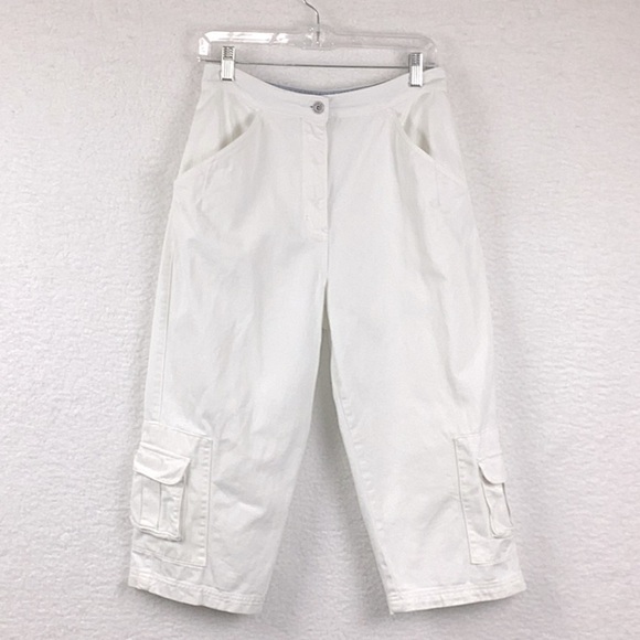 Christopher & Banks Women’s Size 10 White Capri Cargo Pants. - Picture 1 of 11